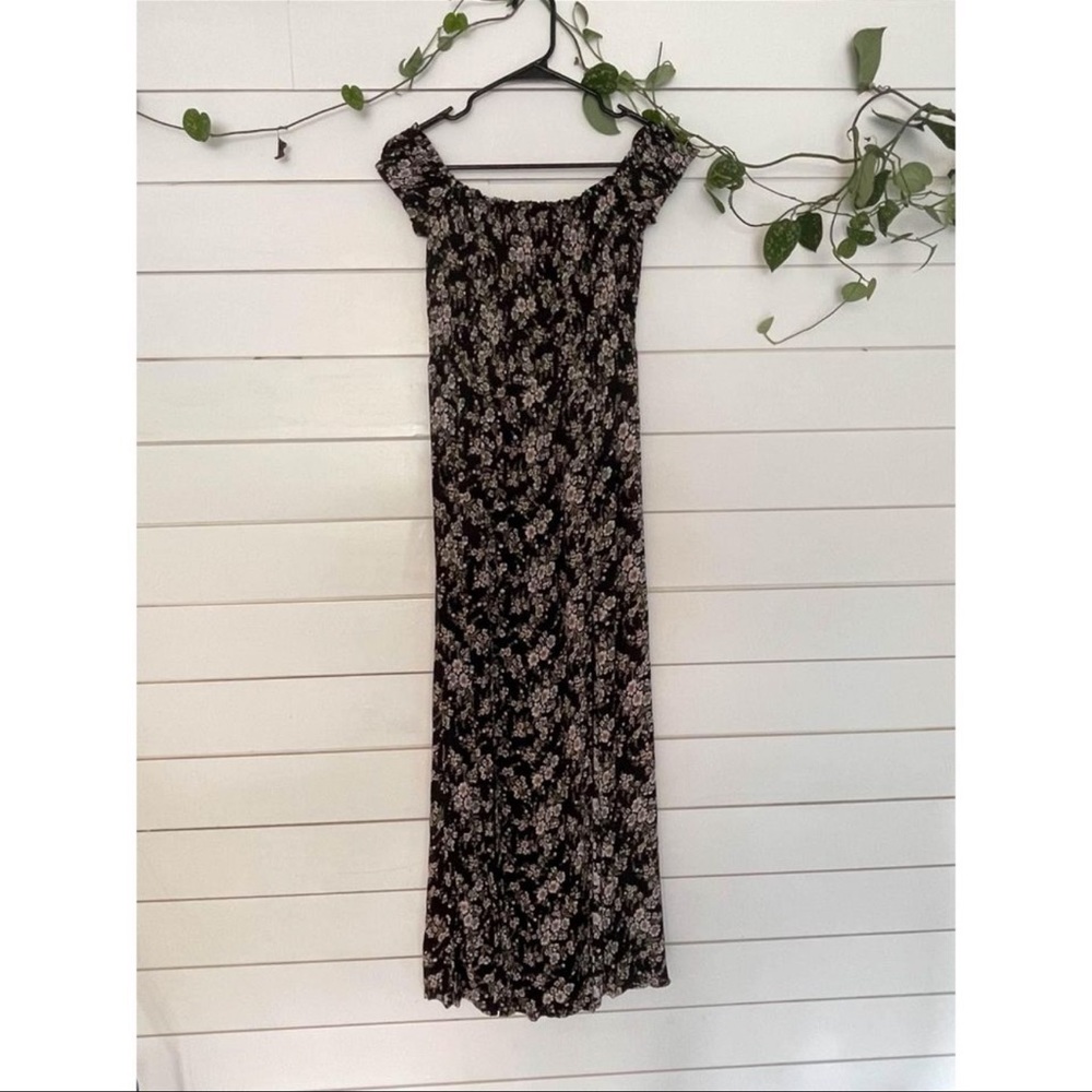 AEO Black Floral Smocked Maxi Dress